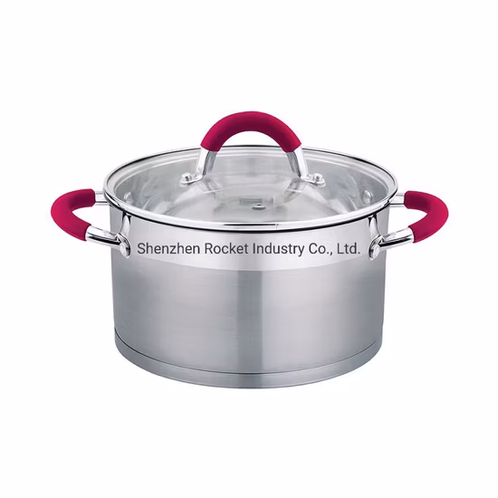 Silicone Handles Induction Stainless Steel Cooking Pot Soup Pot Casserole Cookware