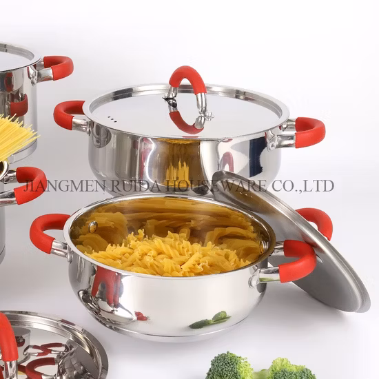Silikon-Kochgeschirr-Set, 12-teilig, Edelstahl-Kochgeschirr, Küchengeschirr mit Induktionsbasis